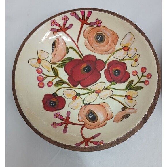 Handmade Wooden Salad Bowl - Acacia Kellie Montana enameled set of 2   7.5" - Picture 5 of 6
